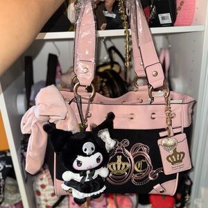 Juicy Couture Lovers Tote in Licorice and Pink with JC Bag Charm